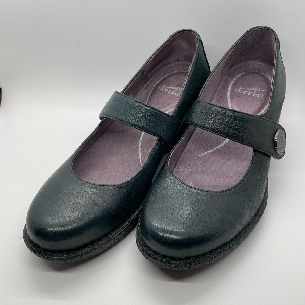 Dansko Adelle Blue Mary Jane Wedge Heel